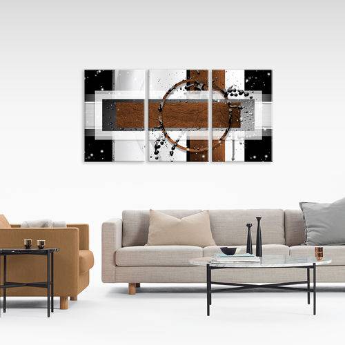 Quadro 60x120cm Abstrato Geométrico Marrom Decorativo Interiores - Oppen House
