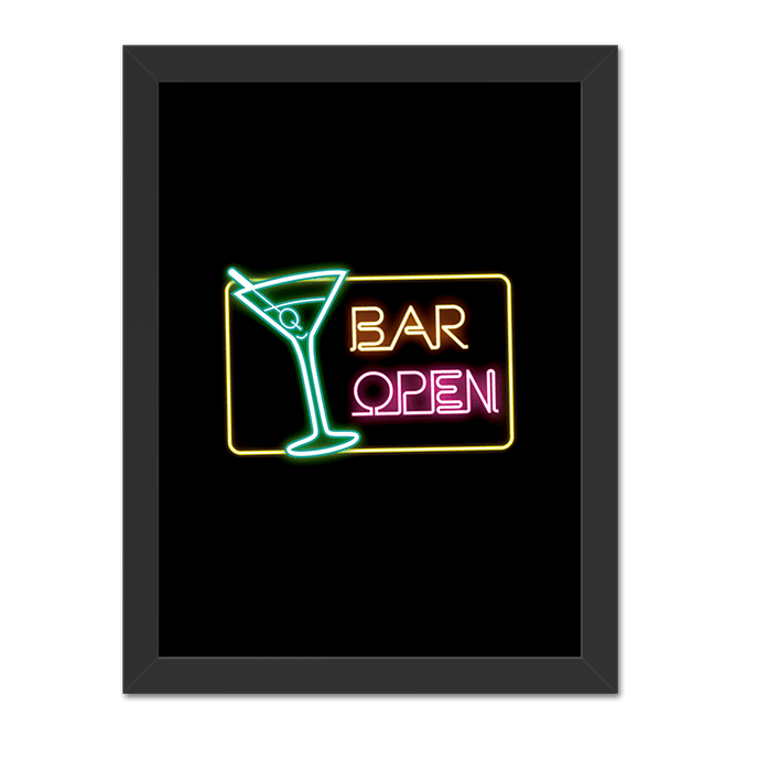 Quadro Bar Open Moldura Preta Lisa - 30x20 Cm-sv