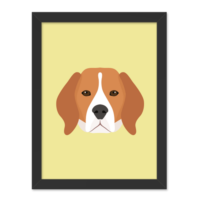 Quadro Cachorro Beagle Moldura Preta Lisa 30x20cm-sv