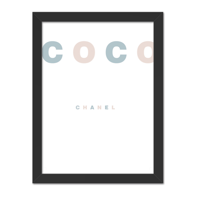 Quadro Coco Chanel Moldura Preta Lisa 30x20cm-sv