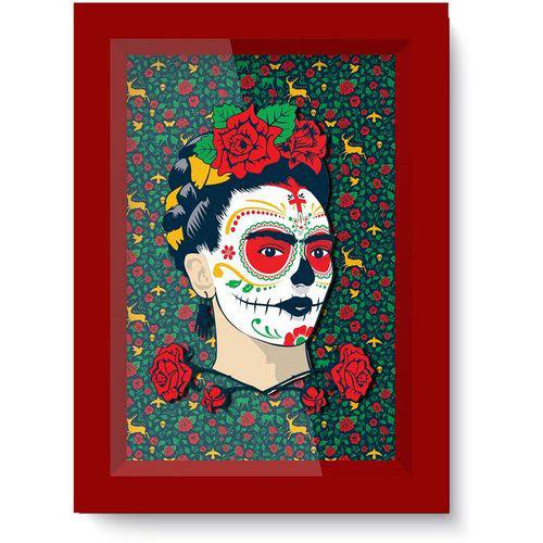 Quadro com Moldura em Madeira e Vidro Face Frida Kahlo Urban