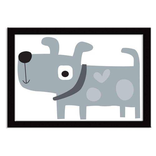 Quadro Decorativo 01 Peça Madeira e Vidro - Super Dog Desenho Cinza