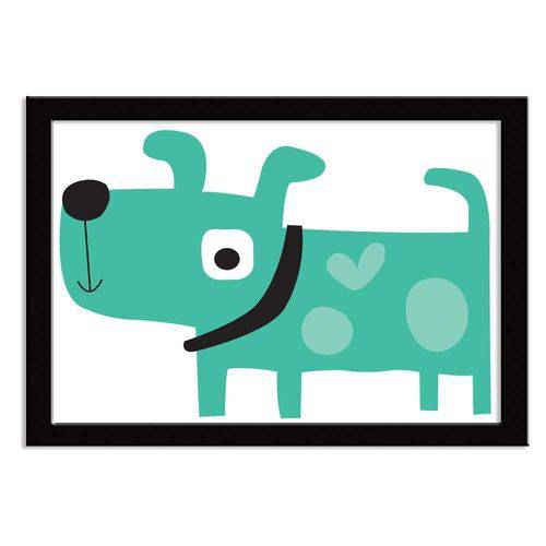 Quadro Decorativo 01 Peça Madeira e Vidro - Super Dog Desenho Verde