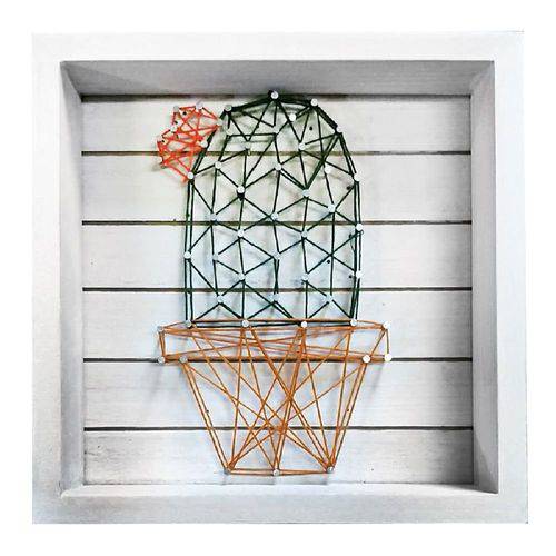 Quadro Decorativo 20cm de Madeira String Art Thick Frame Cactus Verde Urban - H40806