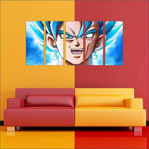Quadro Decorativo Anime Dragon Ball Goku Mosaico 5 Peças 01