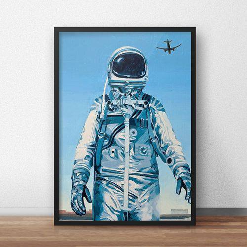 Quadro Decorativo Astronauta 20x30cm Preto