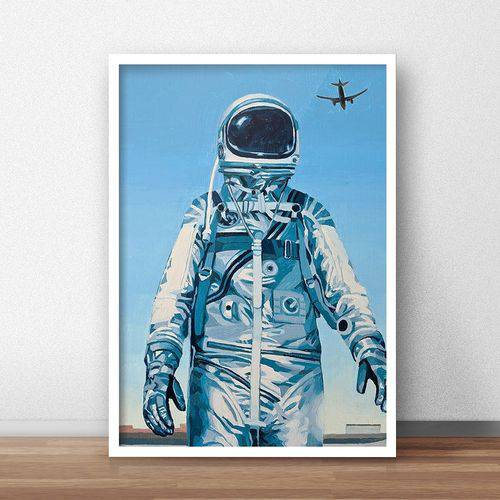 Quadro Decorativo Astronauta 30x40cm Branco