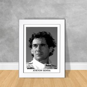 Quadro Decorativo Ayrton Senna 02 Quadro Personalidade 37 Branca