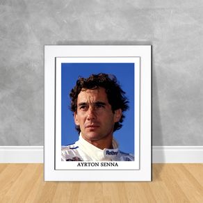 Quadro Decorativo Ayrton Senna 03 Quadro Personalidade 38 Branca