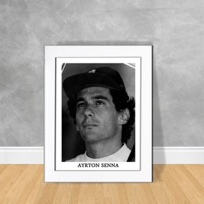 Quadro Decorativo Ayrton Senna 06 Quadro Personalidade 41 Branca