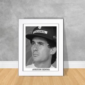 Quadro Decorativo Ayrton Senna 07 Quadro Personalidade 42 Branca
