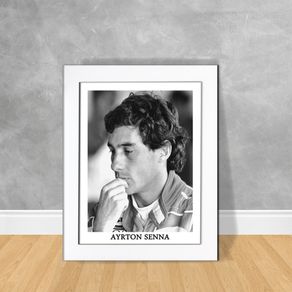 Quadro Decorativo Ayrton Senna Quadro Personalidade 36 Branca