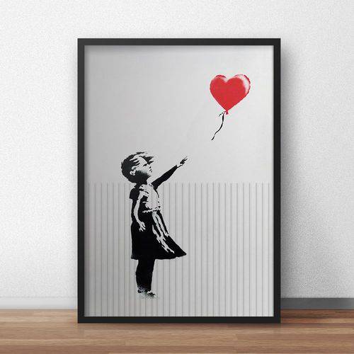 Quadro Decorativo Banksy Menina e o Balão 20x30cm Preto