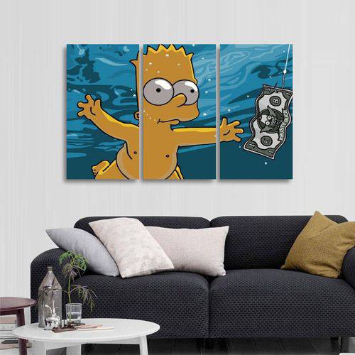 Quadro Decorativo Bart Simpson e Dólar em Tecido