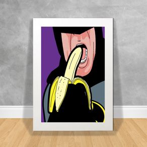 Quadro Decorativo Batman Comendo Banana Vida Secreta dos Super Heróis 28 Branca