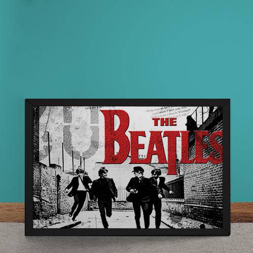 Quadro Decorativo Beatles Correndo Logo Vermelho