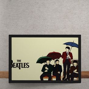 Quadro Decorativo Beatles Ilustracao Guarda Chuva 25x35