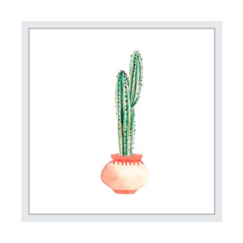 Quadro Decorativo Branco Cactus 32,5 Cm