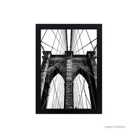 Quadro Decorativo Brooklyn Bridge 28x38cm Preto Infinity