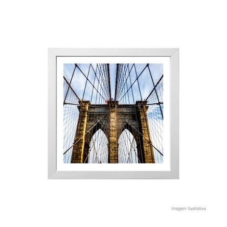Quadro Decorativo Brooklyn Bridge 33x33cm Branco Infinity