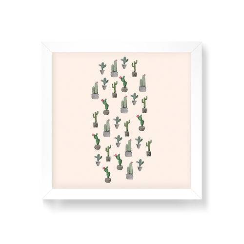 Quadro Decorativo Cactus Gre - 30x30cm (moldura em Laca Branca)