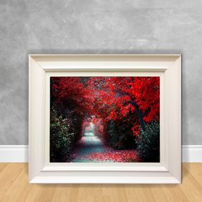 Quadro Decorativo Canvas Floresta com Arvores Vermelhas Pais 105 Branca 40x50