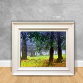 Quadro Decorativo Canvas Floresta com Nevoeiro Pais 24 Branca 40x50