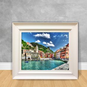 Quadro Decorativo Canvas Itália - Manarola Cidade 169 Branca 40x50