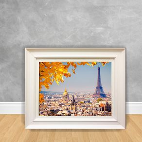 Quadro Decorativo Canvas Paris - Torre Eiffel Cidade 17 Branca