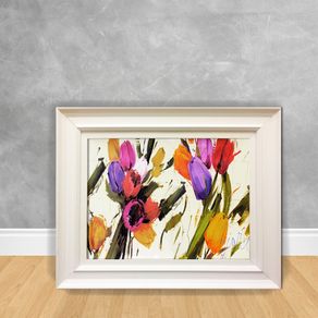 Quadro Decorativo Canvas Tulipas Abstratas Flores Abstrato Tulipa 30x40