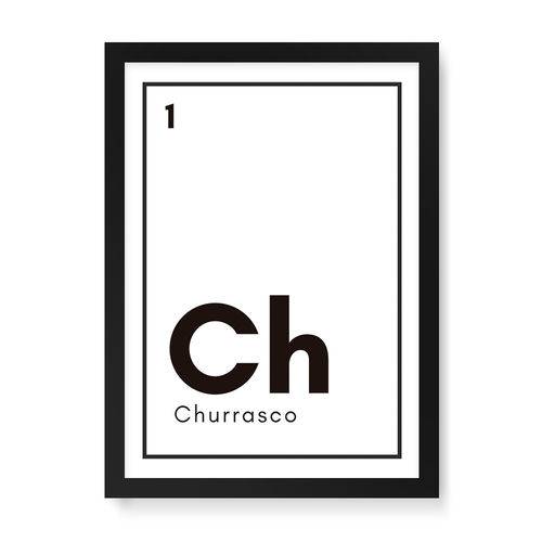 Quadro Decorativo Churrasco Elemento - 46x32,5cm (moldura em Laca Preta)