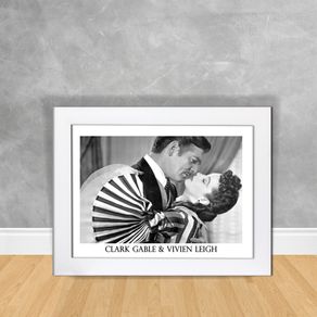 Quadro Decorativo Clark Gable e Vivien Leigh Quadro Personalidade 51 Branca