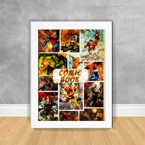 Quadro Decorativo Comic Book Heróis os Vingadores 40 Branca