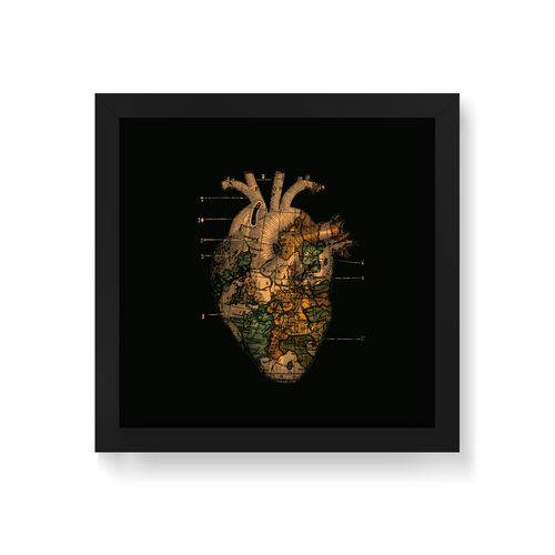 Quadro Decorativo Coração Mundi - 20x20cm (moldura em Laca Preta)