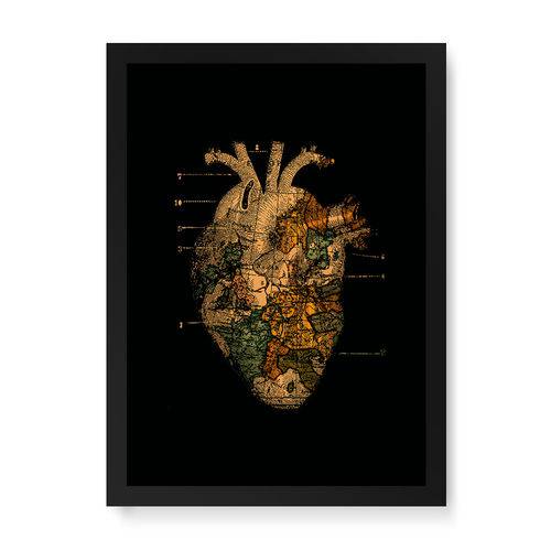Quadro Decorativo Coração Mundi - 32,5x23cm (moldura em Laca Preta)
