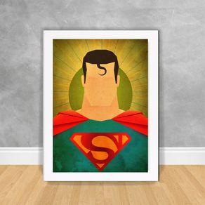 Quadro Decorativo Desenho Superman Superman 09 Branca