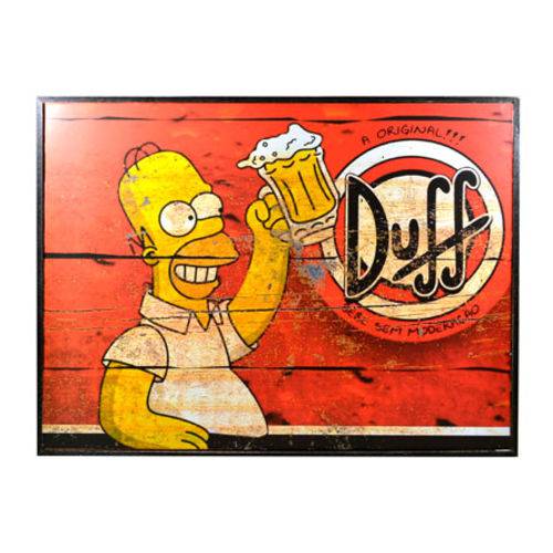 Quadro Decorativo Duff Simpson 30x40 Cm Madeira Cerveja