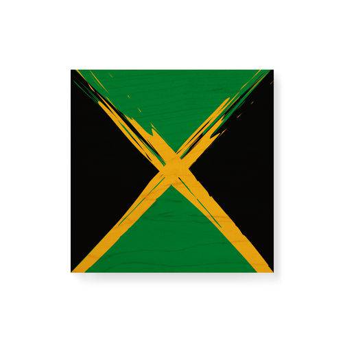 Quadro Decorativo em Madeira Bandeira Jamaica - 20x20cm