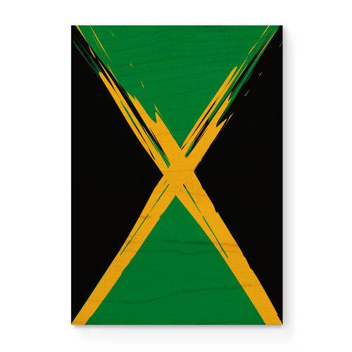 Quadro Decorativo em Madeira Bandeira Jamaica - 32,5x23cm