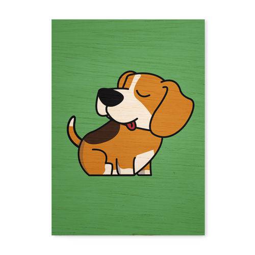 Quadro Decorativo em Madeira Beagle Comic - 32,5x23cm