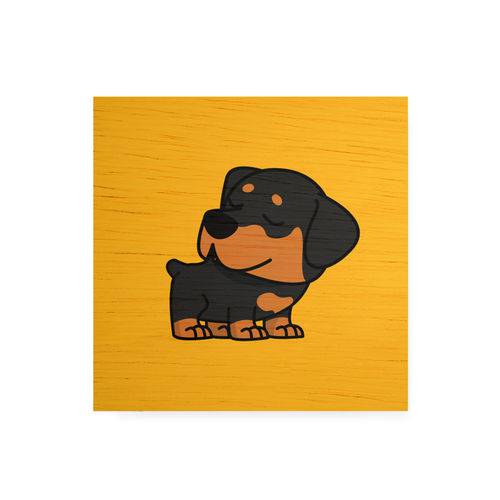 Quadro Decorativo em Madeira Rottweiler Comic - 20x20cm