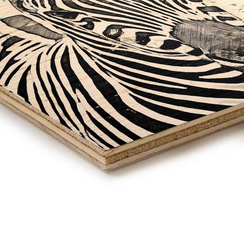 Quadro Decorativo em Madeira Zebra Cores Tintas - 46x32,5cm