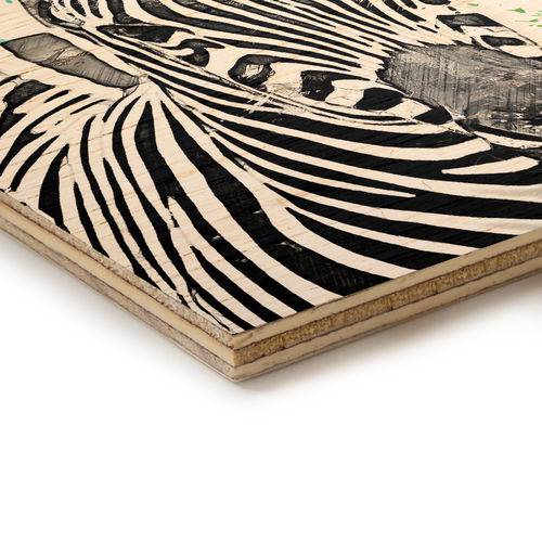 Quadro Decorativo em Madeira Zebra Cores Tintas - 32,5x23cm