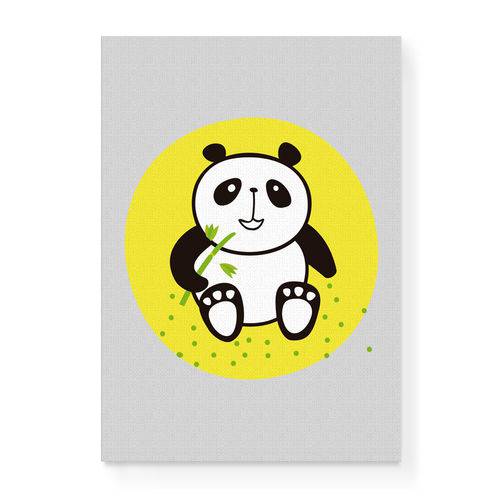 Quadro Decorativo em Tela Canvas Panda Comendo Bambu - 32,5x23cm