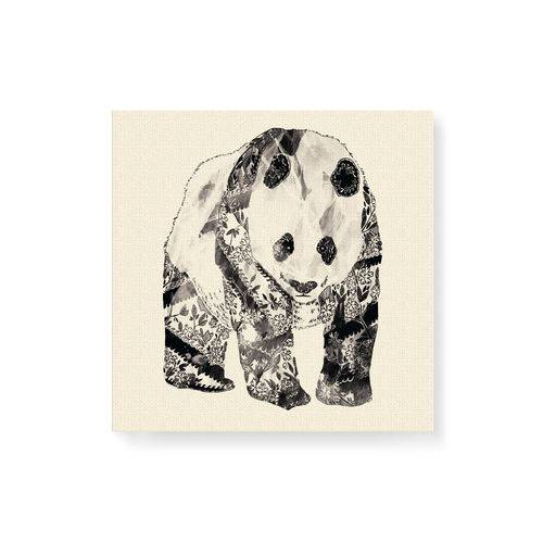 Quadro Decorativo em Tela Canvas Panda Floral - 30x30cm