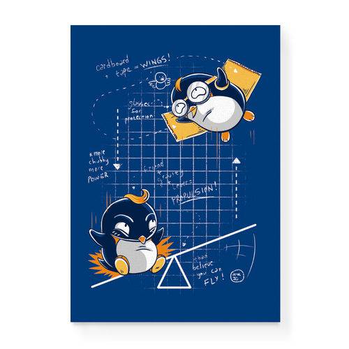 Quadro Decorativo em Tela Canvas Pinguin Voador - 46x32,5cm