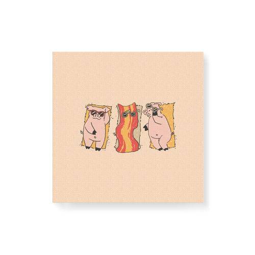 Quadro Decorativo em Tela Canvas Porquinhos Bacon - 30x30cm