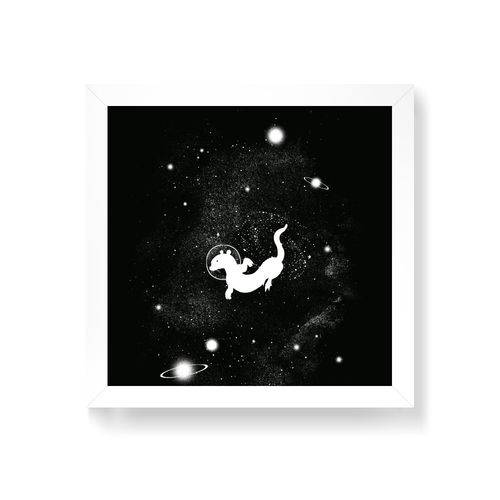 Quadro Decorativo Espaço Lontra - 30x30cm (moldura em Laca Branca)