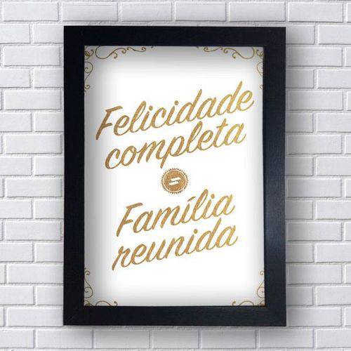 Quadro Decorativo Felicidade Completa Familia Reunida 20x30cm Preta