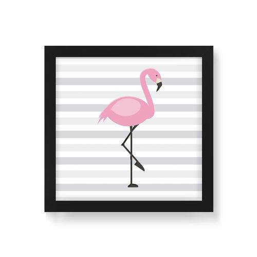 Quadro Decorativo Flamingo Infantil - 20x20cm (moldura em Laca Preta)
